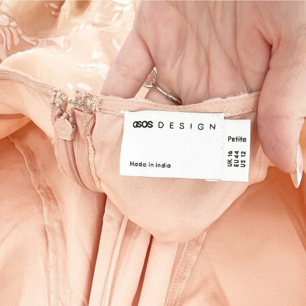 NWT ASOS Women's Ruffle Detail Open Back Balletcore Mini Dress 12P Pink - Picture 5 of 8